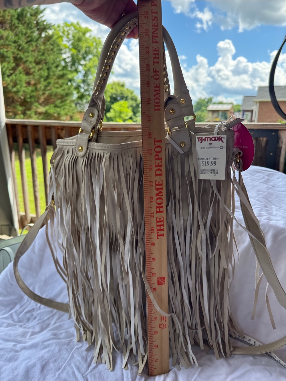 Say What? Fringe Shoulder Bag in Light Taupe